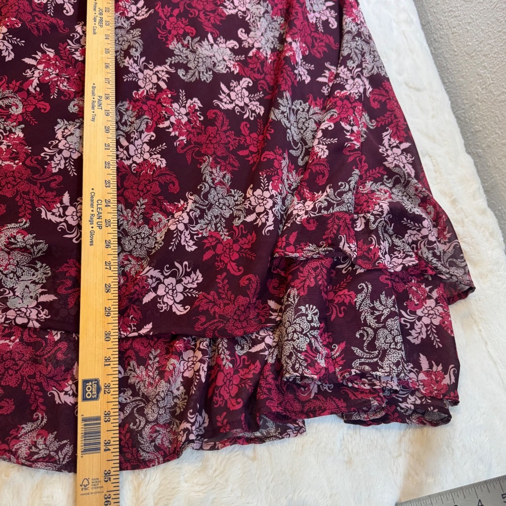 White Stag Bordeaux Wallpaper Floral Georgette Double Layer Skirt L Y2K fairy - Picture 8 of 8